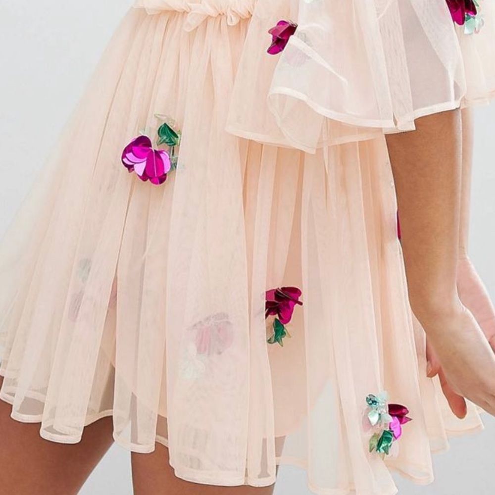 Tulle Beautifully Sequined Babydoll dress.
